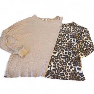 Haptics Ribbed Cheetah Peek-a-Boo Shoulder Blouse Top Women’s Plus 3X Casual